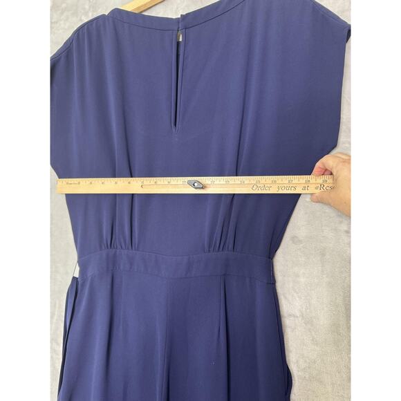 Diane von Furstenberg Jumpsuit Womens 2 Navy Sandra Tie Belt Wide Leg Pockets - Picture 11 of 15